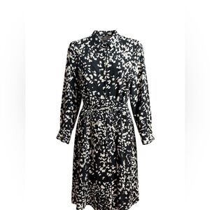 Banana Republic Black and Cream Spotted Patterned Dress